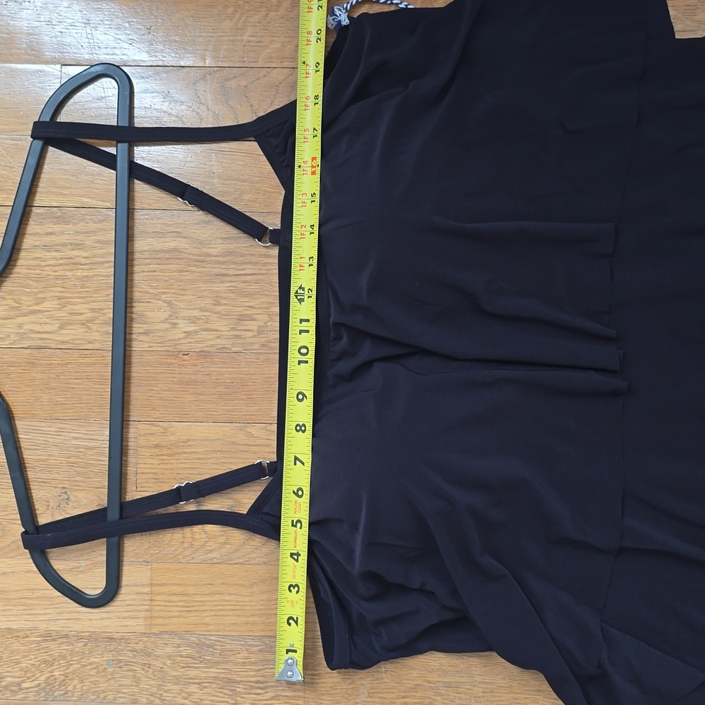 SONNET SHORES WOMEN' PLUS BLACK LAYERED BATHING TANKINI TOP W/ BUILT-IN BRA 24W - Picture 7 of 16